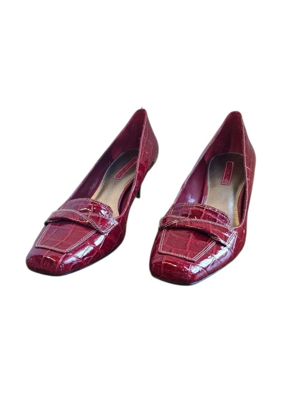 Bandolino Red Croc Embossed Patent Leather Kitten Heel Pumps 9.5